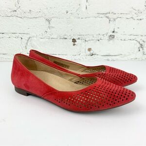 Vionic Red Posey Suede Pointed Toe Flats 6 Wide